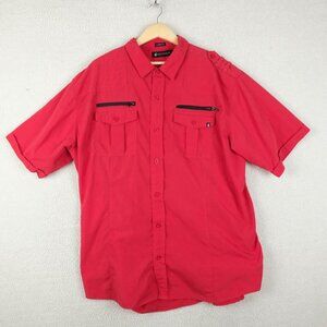 Rocawear Shirt Mens Extra Large Red Button Up Short Sleeve Utility Vintage Y2K